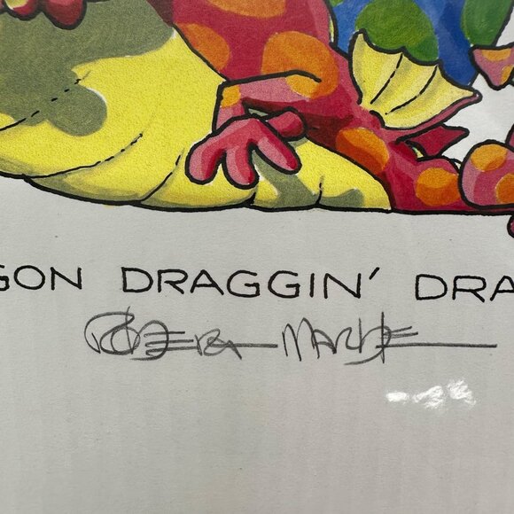 Robert Marble Signed Print Dragon Draggin Dragon Cartoon Art Funny Humor Kitsch - Picture 5 of 9